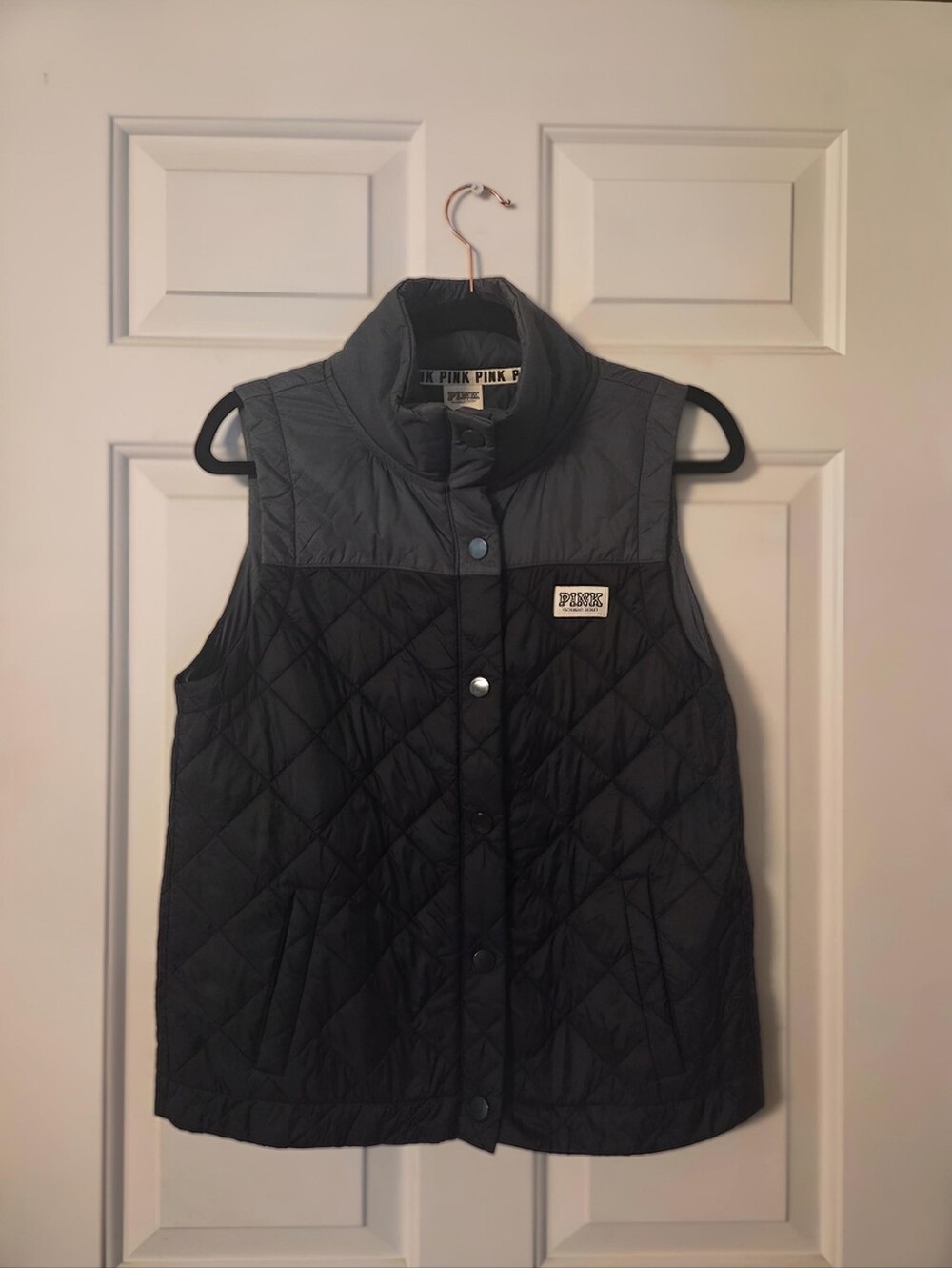 Victoria's Secret PINK Quilted Black & Charcoal Vest